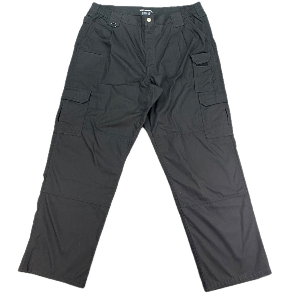 5.11 Tactical Cargo Pants Mens 40x30 Black Ripstop Multi-Pocket Work Trousers
